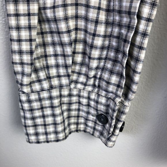Eddie Bauer Button Down Shirt Mens L Tan Blue Checkered Plaid 100% Cotton Casual - Picture 7 of 10